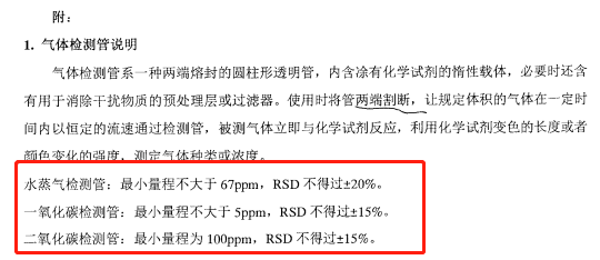 氣體檢測管要求